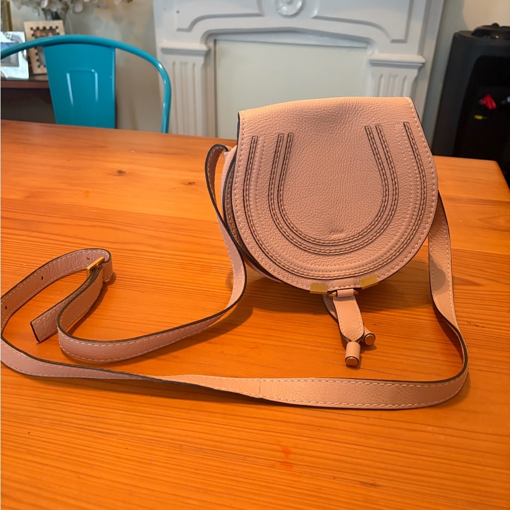Small Chloe Marcie saddle bag in pink